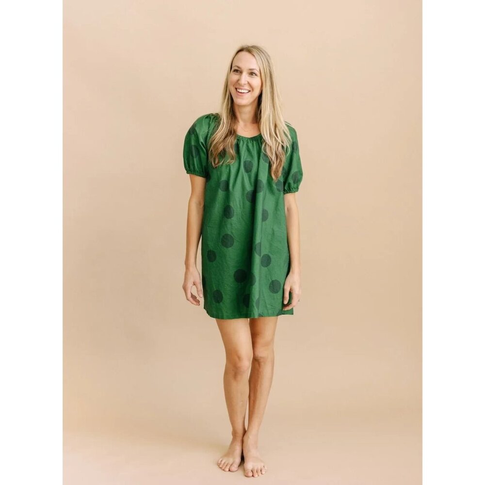 La‎ Paloma Women's Parker House Dress in Evergreen Dot Size XS/S